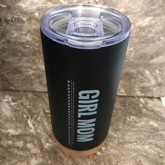 Demdaco Girl Mom Matte Black 17 ounce Stainless‎ Steel Cork Bottom Travel Coffee - Picture 1 of 8
